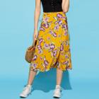 Shein Floral Print Knot Side Skirt
