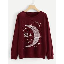 Shein Moon And Star Print Sweatshirt