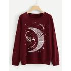 Shein Moon And Star Print Sweatshirt