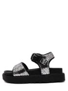 Shein Silver Peep Toe Velcro Thick-soled Wedges