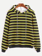 Shein Contrast Striped Drawstring Hooded Sweatshirt