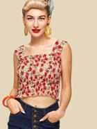 Shein Floral Print Pleated Cami Top