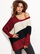 Shein Color Block Dolman Sleeve Asymmetric Jumper