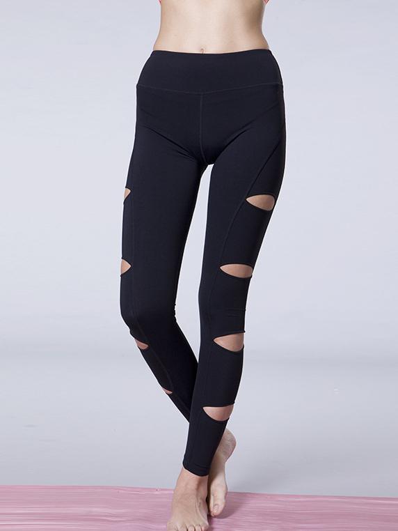 Shein Black Cut Out Elastic Sports Leggings