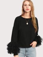 Shein Flounce Layered Cuff Drop Shoulder Tee