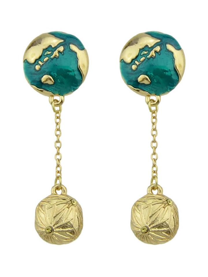 Shein Imitation Globe Gem Pendant Individual Earrings