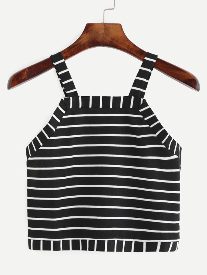 Shein Black Striped Crop Cami Top