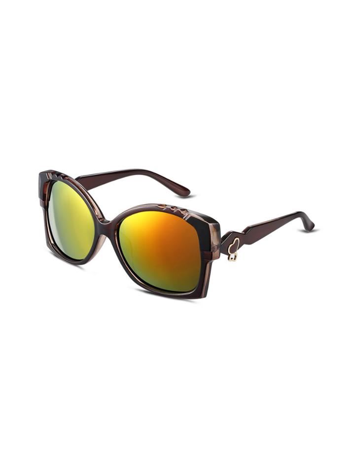 Shein Coffee Geometric Frame Large Lens Sunglasses