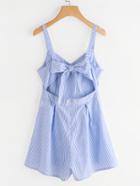 Shein Cut Out Bow Back Pleated Romper