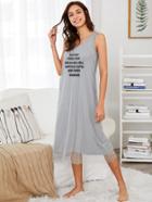 Shein Slogan Print Mesh Overlay Dress