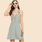 Shein Cut Back Button Up Plaid A-line Dress