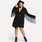 Shein Plus Fringe Embellished Surplice Wrap Coat