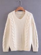 Shein Cable Knit V Neckline Pullover Sweater