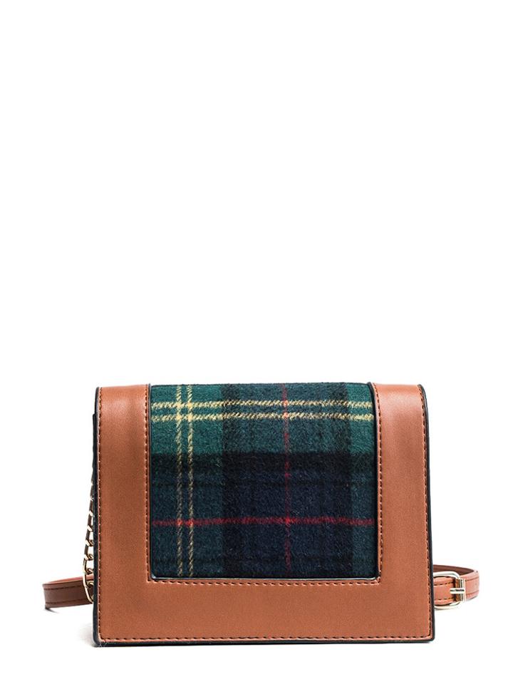 Shein Plaid Panel Chain Bag