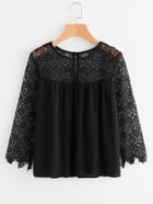 Shein Hollow Out Crochet Paneled Blouse
