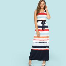 Shein Colorblock Drawstring Waist Dress