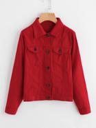 Shein Flap Pockets Basic Denim Jacket
