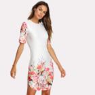 Shein Floral Print Form Fitted Dress