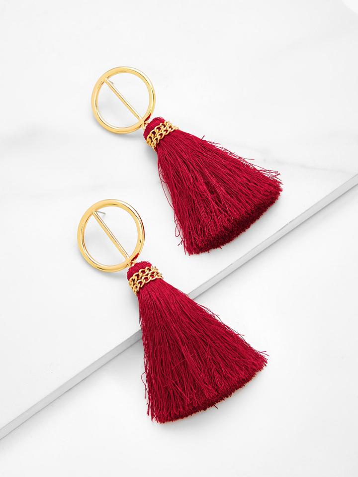 Shein Two Tone Tassel Drop Earrings