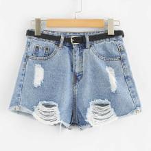 Shein Faded Ripped Denim Shorts