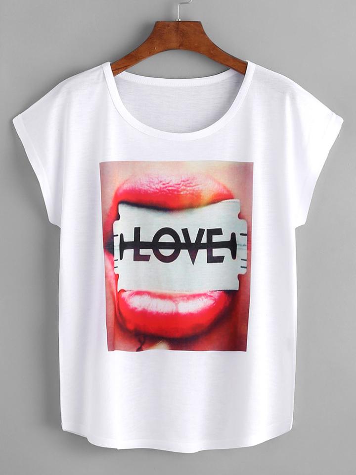 Shein Lip Print T-shirt