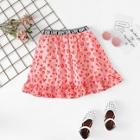 Shein Girls Ruffle Hem Heart Print Letter Waist Skirts