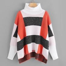 Shein Turtleneck Drop Shoulder Cut And Sew Sweater