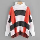 Shein Turtleneck Drop Shoulder Cut And Sew Sweater
