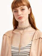 Shein Pink Layered Circle Rhinestone Wrap Choker Necklace