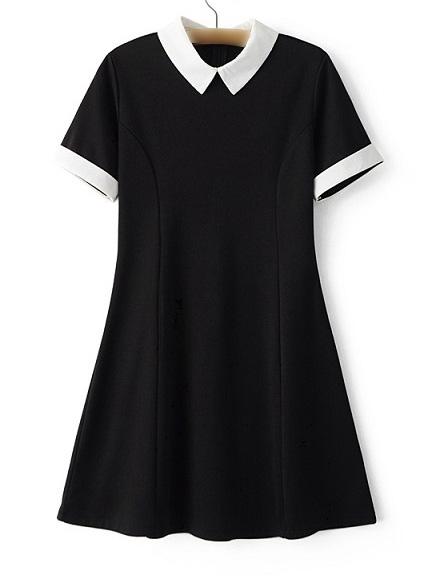 Shein Black Lapel Zipper Minimalist Slim Dress
