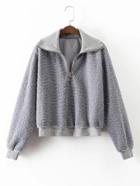Shein Zipper Up Lambswool Sweatshirt