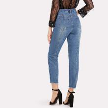 Shein High Waist Raw Hem Jeans