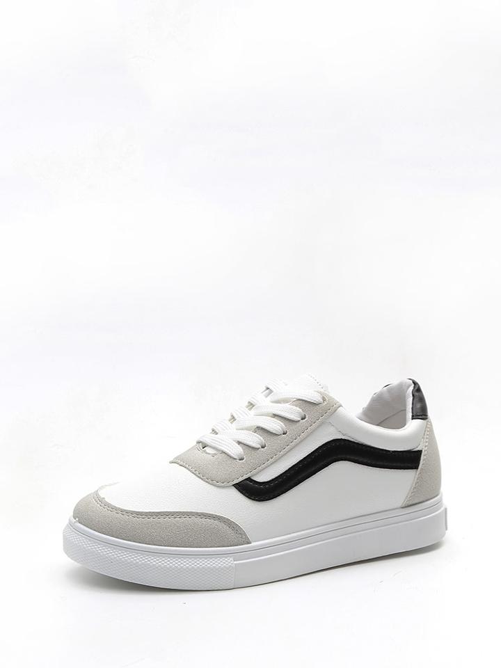 Shein Contrast Panel Lace Up Pu Sneakers