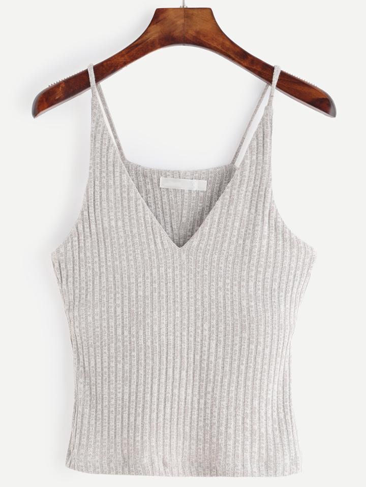 Shein Grey Marled Knit Ribbed Cami Top