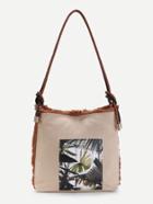 Shein Plant Print Canvas Tote Bag