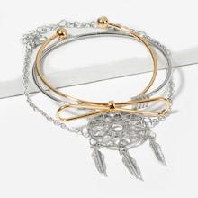 Shein Dreamcatcher Design Bracelet Set 3pcs