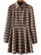 Shein Plaid Pleated Shirt Dress With Buttons