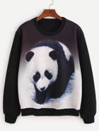 Shein Black Panda Print Sweatshirt