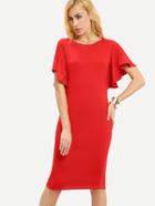 Shein Dramatic Ruffle Sleeve Sheeth Dress
