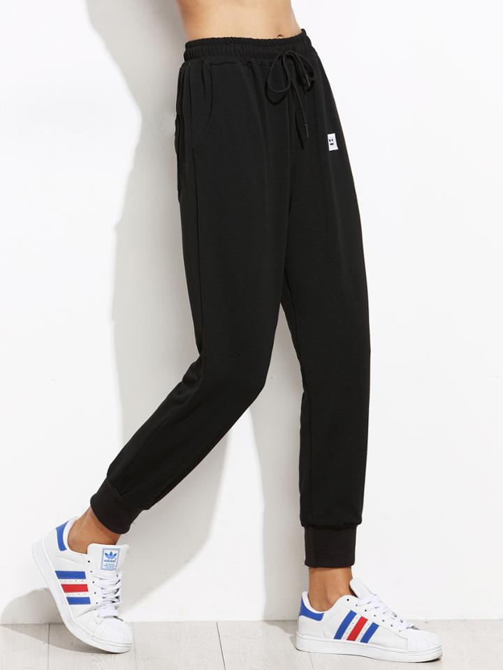 Shein Drawstring Patch Peg Jogger Pants
