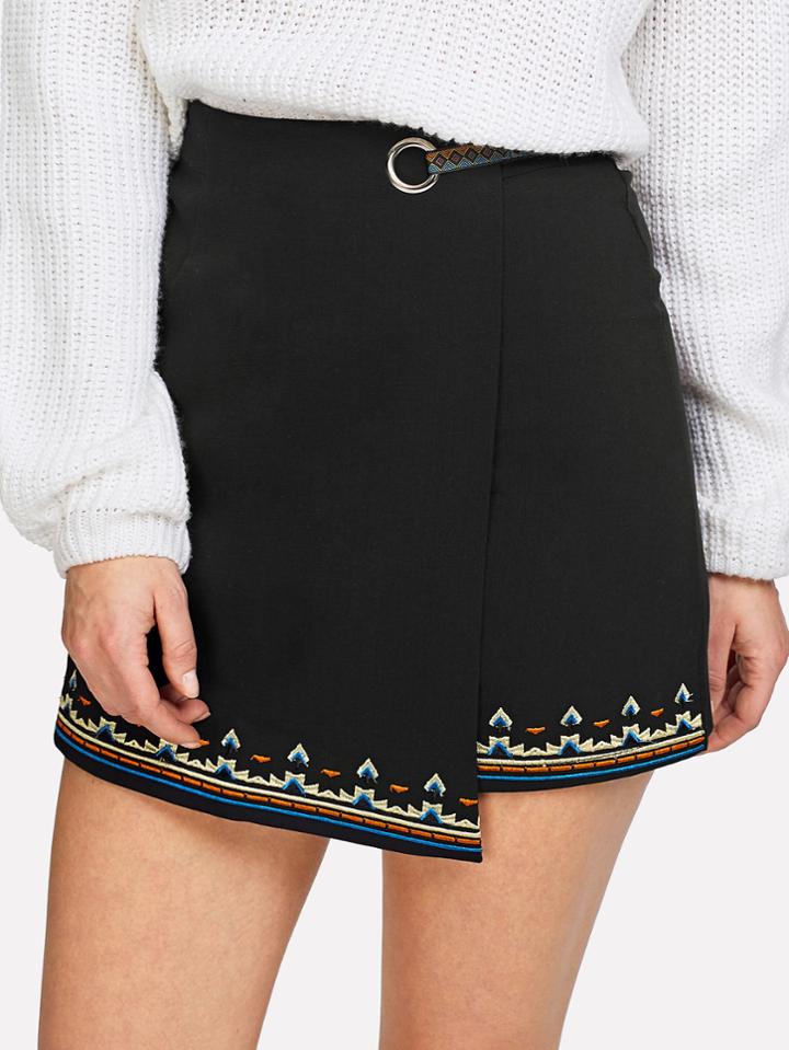 Shein Tribal Embroidered Skirt