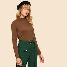Shein 80s Stand Neck Slim Fitted Tee