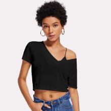 Shein V Neck Crop Tee