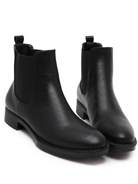 Shein Black Round Toe Elastic Boots