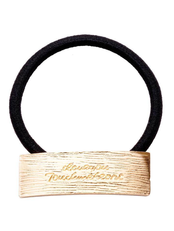 Shein Gold Plated Rectangle Carved Metal Hair Tie