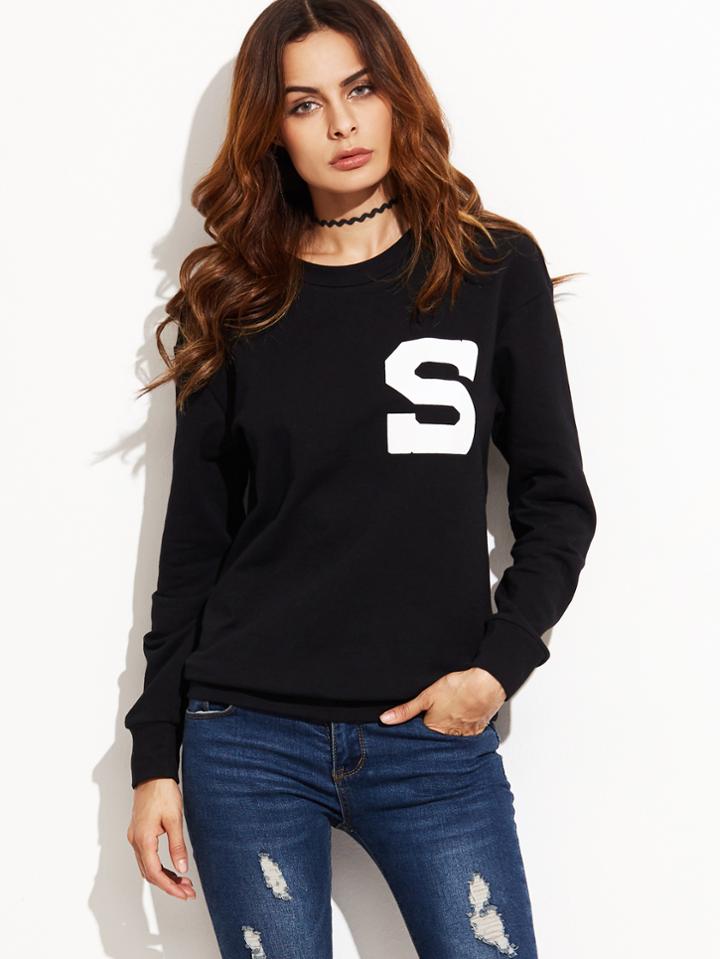 Shein Letter Print Drop Shoulder Sweatshirt
