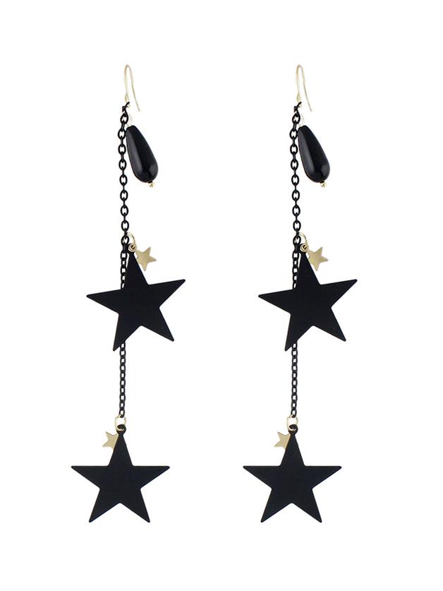 Shein Metal Star Pendant Long Chain Earrings