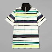 Shein Men Zip Front Striped Polo Shirt