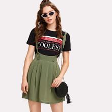 Shein Adjustable Strap Pleated Pinafore Skirt