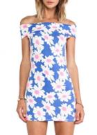 Rosewe Catching Flower Print Boat Neck Bodycon Dress For Lady